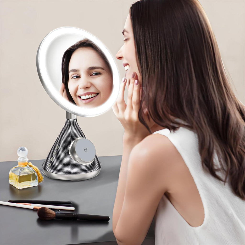 Glow Station LED Makeup Mirror with Wireless Charger and Bluetooth Speaker – image 1