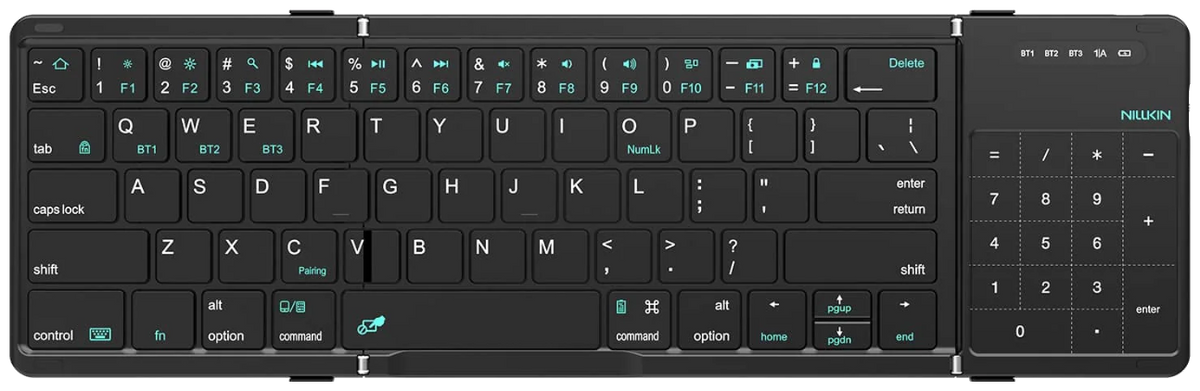 Nillkin Cube Pocket foldable Bluetooth keyboard with touchpad, unfolded